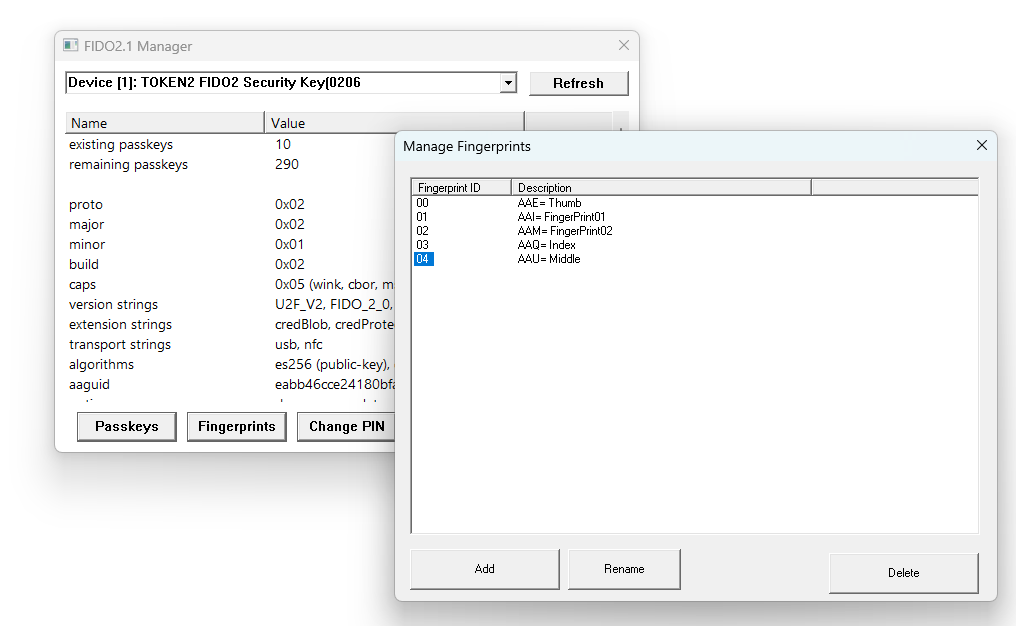 FIDO2.1 Security Key Management Tool - GUI for fido2-manage.exe